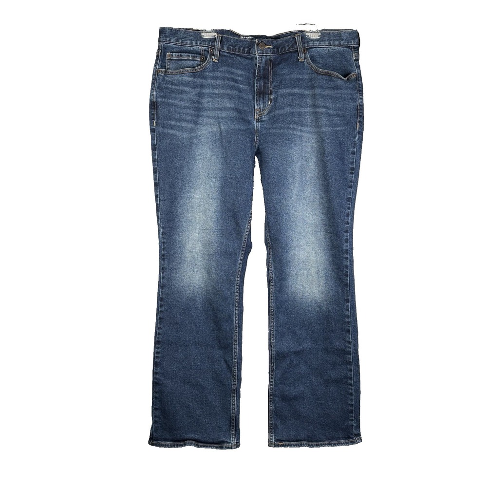 OLD NAVY Boot Cut Jeans Men's Size 40 x 32 Distressed Blue Denim Cowboy Country